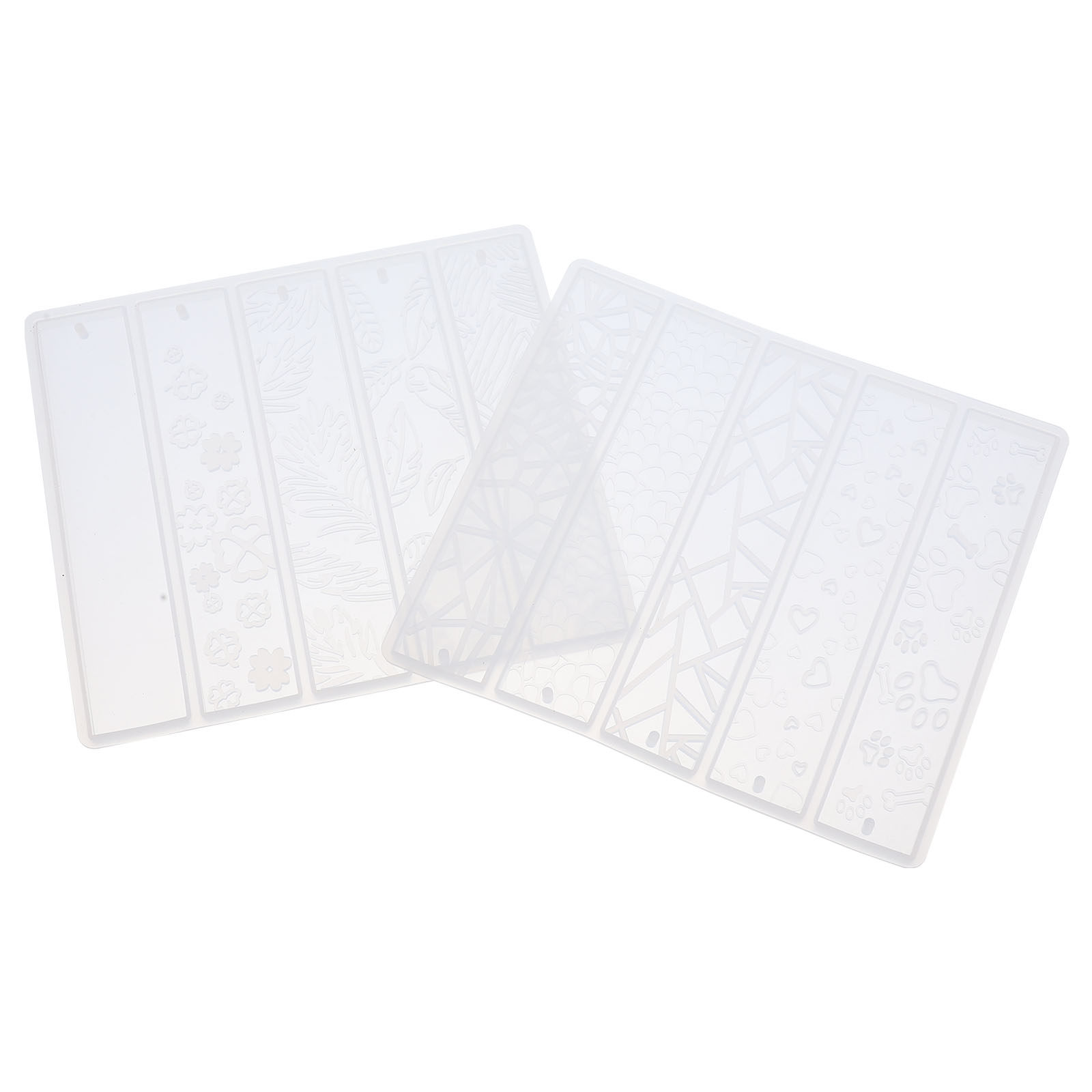Soap Making Ins - 2개 세트의 직사각형 실리콘 북마크 몰드.