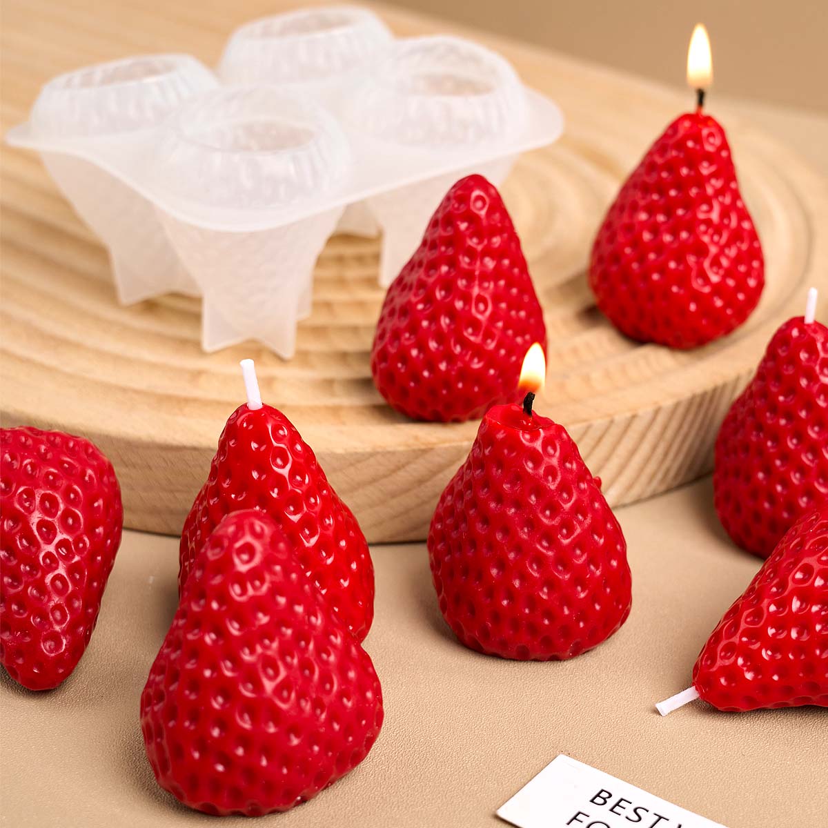 4pcs 딸기 실리콘 양초 금형 DIY 발렌타인 데이  - Soap Making Gifts 리뷰 및 가격