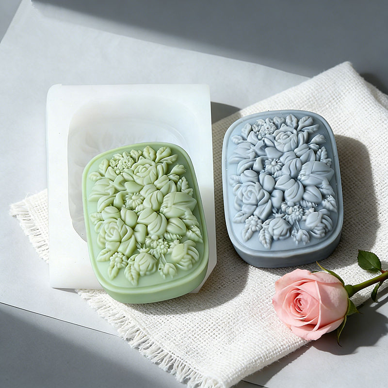 정사각형 꽃무늬 실리콘 비누 몰드 (장미와 가드니아 패 - Soap Making Gifts 리뷰 및 가격